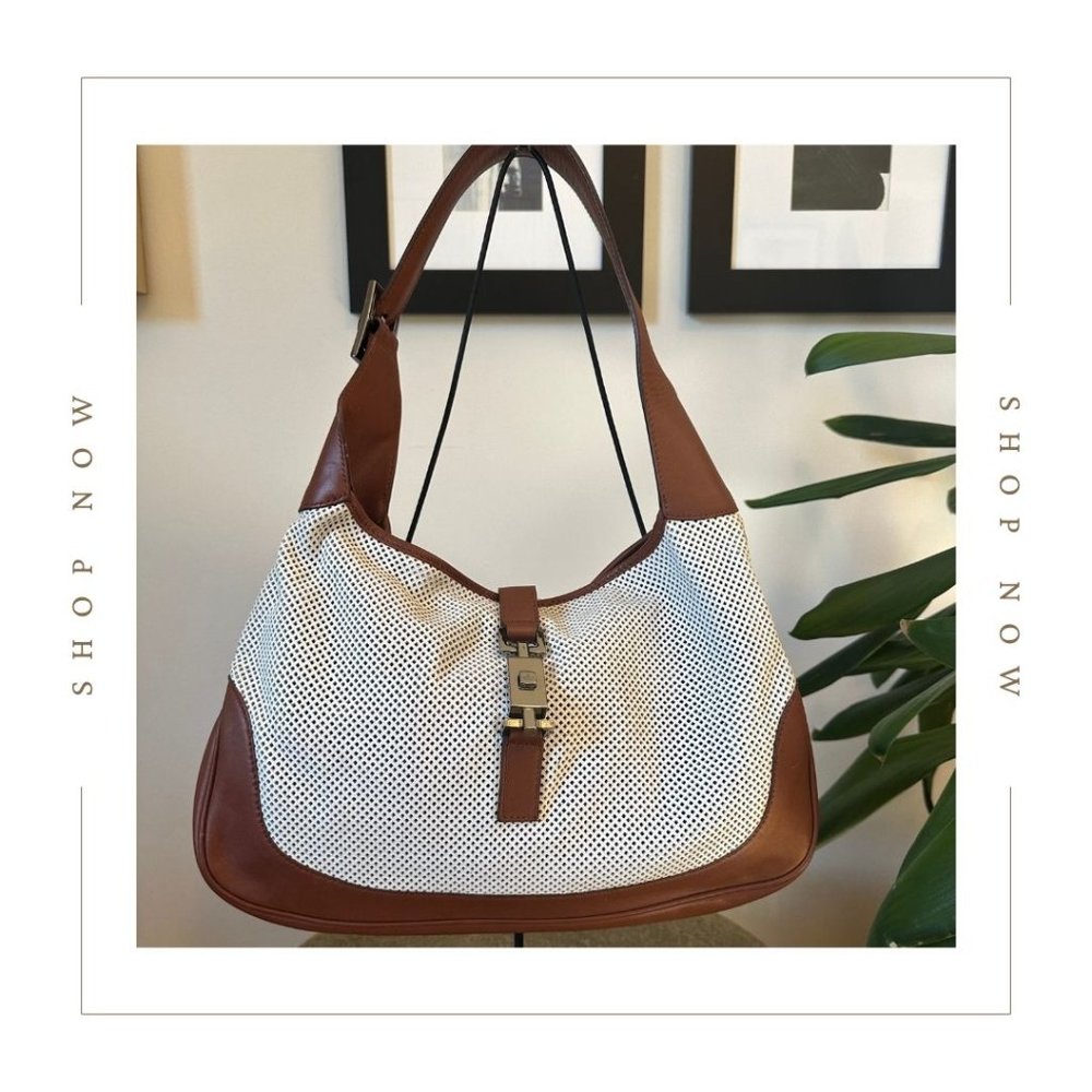 GUCCI Perforated Jackie O Hobo Shoulder Bag